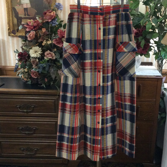 Vintage Dresses & Skirts - Vintage 70's Pawtucket Patchwork Plaid Maxi Skirt